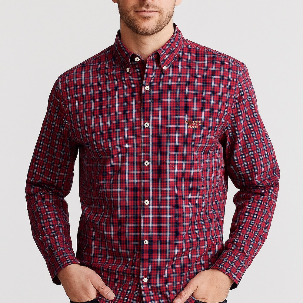 Chaps Shirt Red Plaid Stretch Easy Care long sleeve button down size large